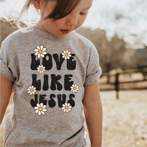 Gray Kids Shirt with 'Love Like Jesus' Print